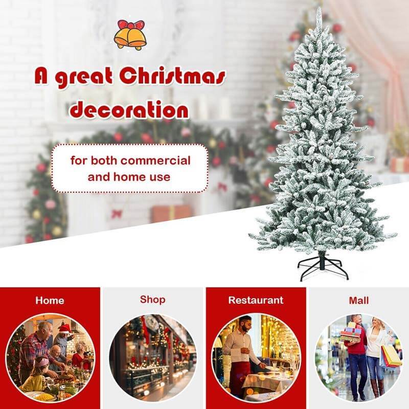 7FT Snow Flocked Slim Artificial Christmas Tree