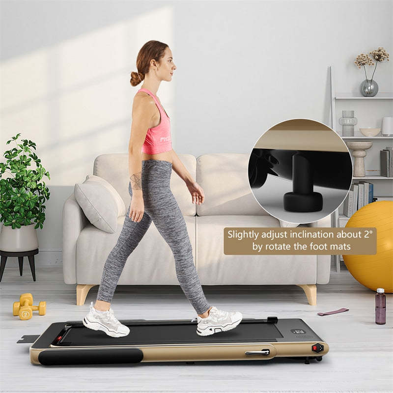 2-in-1 Folding Treadmill, 2.25HP Under Desk Treadmill with LED Display, APP & Remote Control, No Installation, Walking Jogging Machine for Home