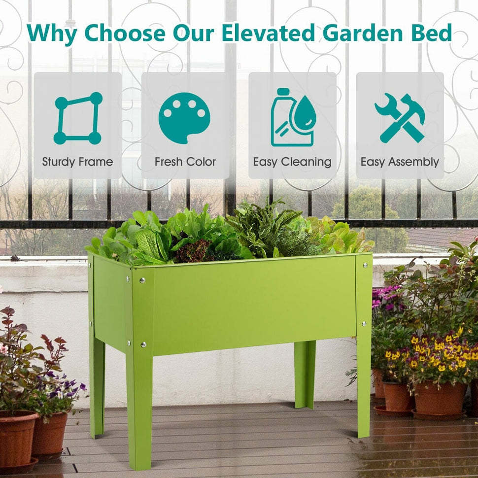 24.5" L x 12.5" W x 31.5" H Outdoor Metal Raised Garden Bed Elevated Planter Box
