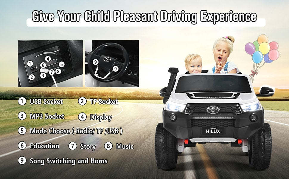 24V Licensed Toyota Hilux Kids Ride On Truck Car 2-Seater 4WD w/ Remote Control