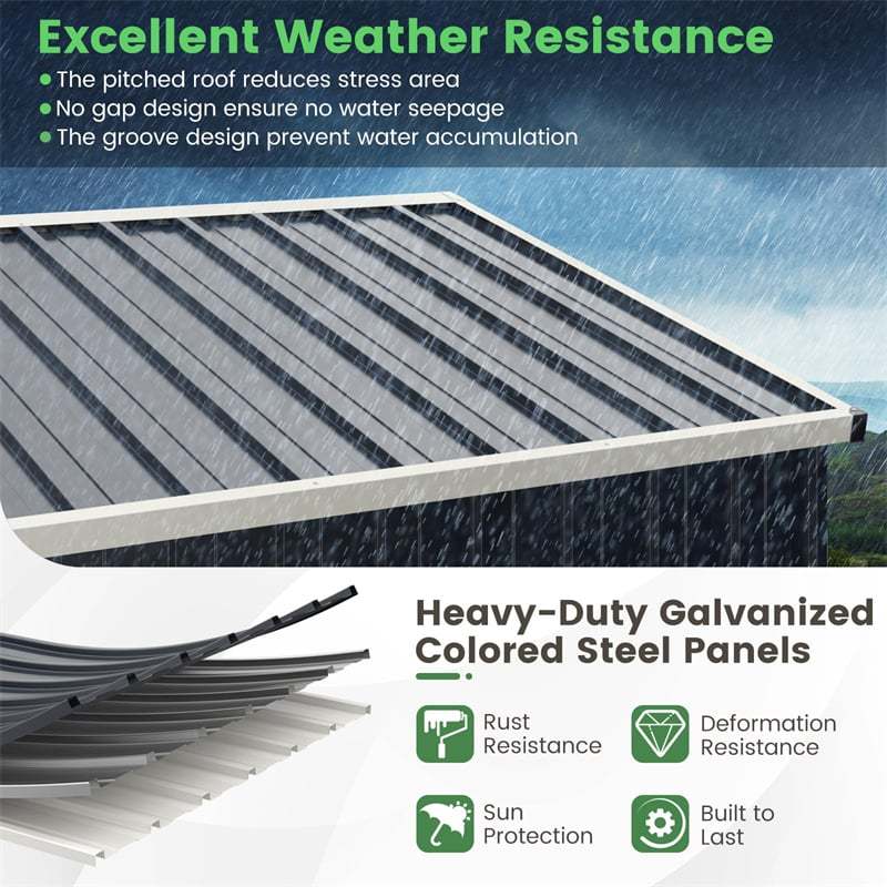 7 x 4FT Metal Outdoor Storage Shed Snap-on Structure for Efficient Assembly, All-Weather Color Steel Utility Storage House Bike Tool Shed  with Lockable Door