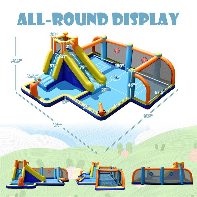Inflatable Water Slide, 15x16.5FT Mega Water Soccer Water Park with Slide, 735W Blower, Splash Pool & Climbing Wall for Big Kids Backyard Party Gifts