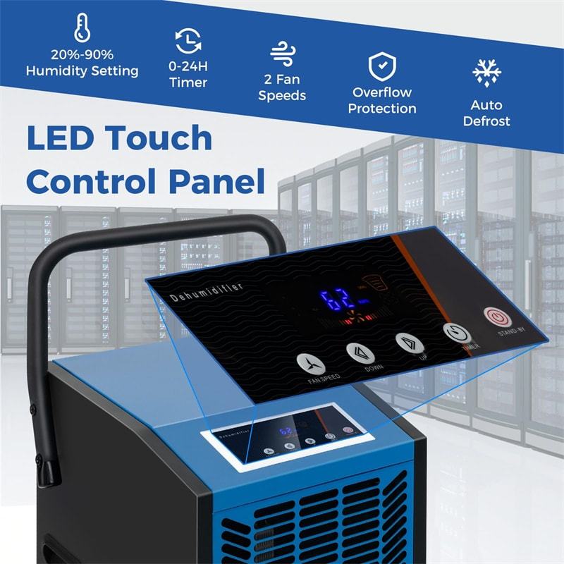 140 Pints Commercial Dehumidifier Crawl Space Dehumidifier Heavy Duty Portable Industrial Dehumidifier with Pump, Drain Hose & Wheels