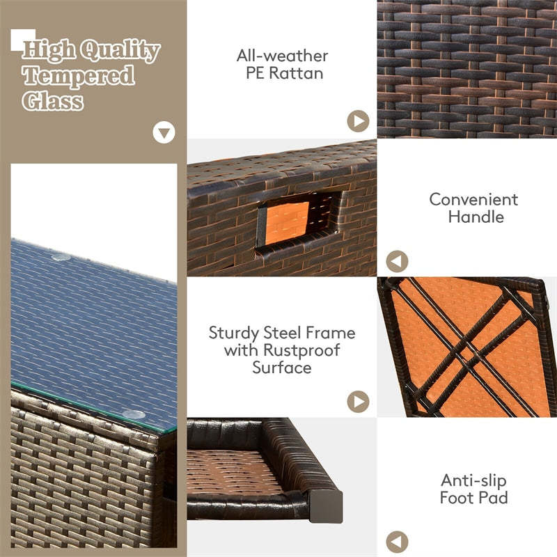 8 Piece Space-saving Patio PE Rattan Furniture Set with Storage Box & Waterproof Cover