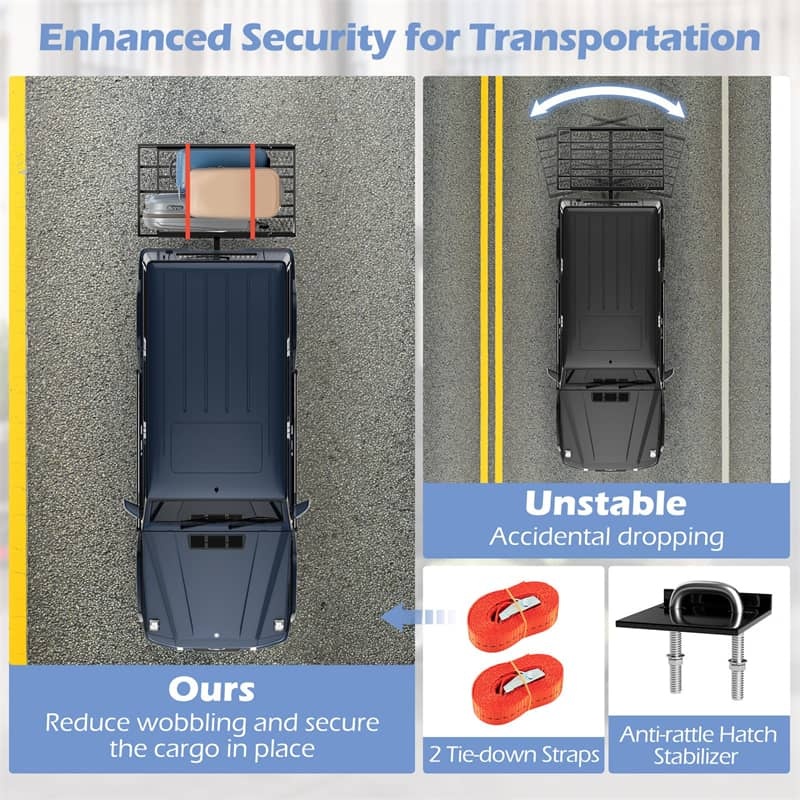 500LBS Hitch Cargo Carrier with Folding Ramp & Tie-Downs, Heavy Duty Mobility Scooter & Wheelchair Carrier for Car, Truck, SUV, RV