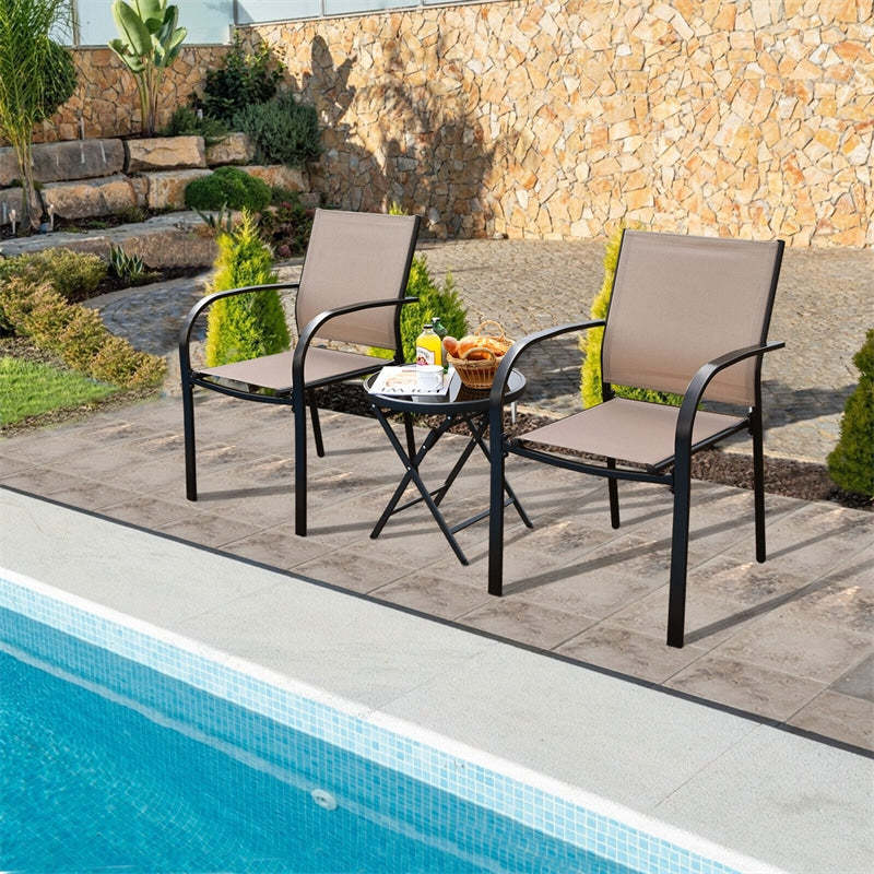 stackable steel sling chair