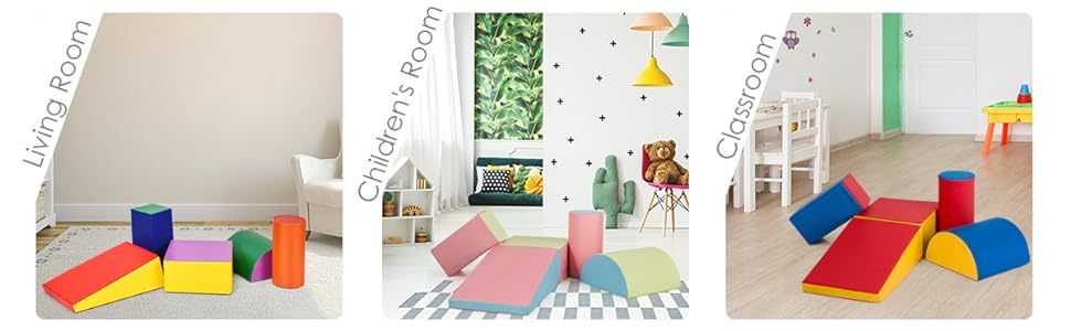 Crawl and Climb Soft Foam Playset 5 Piece Lightweight Colorful Foam Climbing Blocks Fun Activity Playset for Toddlers Climbing Crawling Sliding