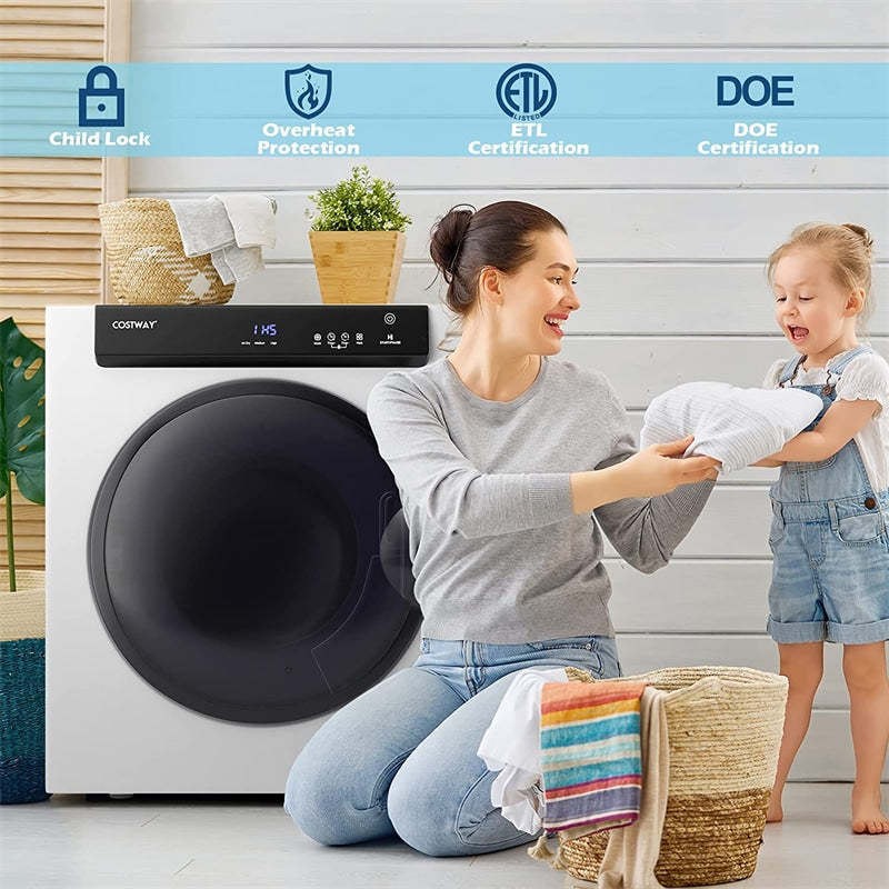 Compact Laundry Dryer 1400W Portable Electric Clothes Dryer with Touch Panel, ECO & IHS Modes, 2.6cu.ft Stainless Steel Front Load Tumble Dryer