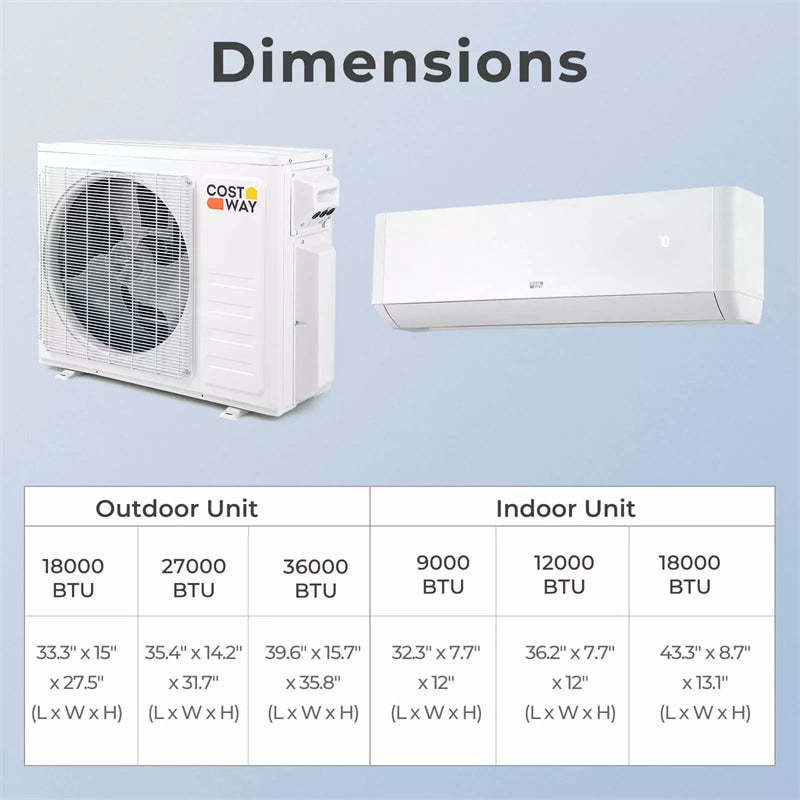 18000 BTU Dual Zone WiFi Mini Split Air Conditioner with Heat Pump, 22 SEER2 Ductless Inverter Split System AC Unit, Works with Alexa