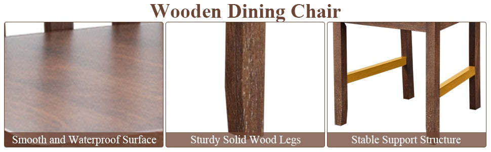 Wood Dining Chairs Set of 2, Modern Armless Kitchen Chairs with Slat Back & Rubber Wood Legs, Farmhouse Dining Room Chairs for Kitchen, Restaurant