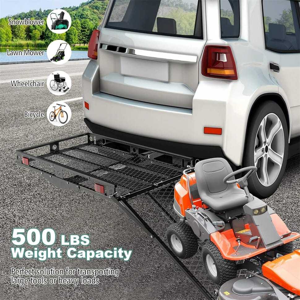 500LBS Hitch Cargo Carrier with Folding Ramp & Tie-Downs, Heavy Duty Mobility Scooter & Wheelchair Carrier for Car, Truck, SUV, RV