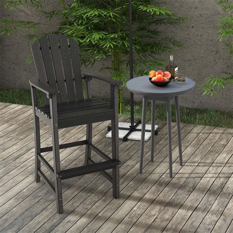 Outdoor HDPE Adirondack Bar Stools Set of 2, 30" Tall Adirondack Chairs with High Backrest & Footrest, 360LBS Capacity for Poolside, Patio