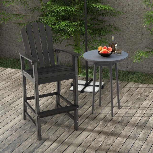 Outdoor HDPE Adirondack Bar Stools Set of 2, 30" Tall Adirondack Chairs with High Backrest & Footrest, 360LBS Capacity for Poolside, Patio