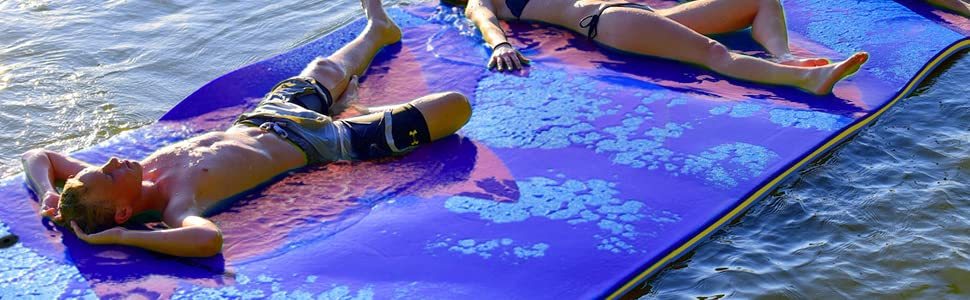 18' x 6' 3 Layer Tear-Resistant XPE Foam Floating Water Pad for Beach Water Recreation