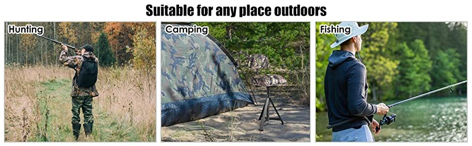 360° Swivel Camo Hunting Chair Tripod Blind Stool Huntsman Chair with Detachable Backrest