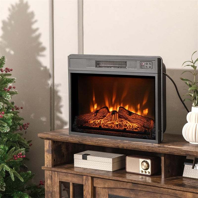 23" Electric Fireplace Insert, 1400W Freestanding Recessed Fireplace Heater with Remote Control, Adjustable Flame, Thermostat & Overheat Protection