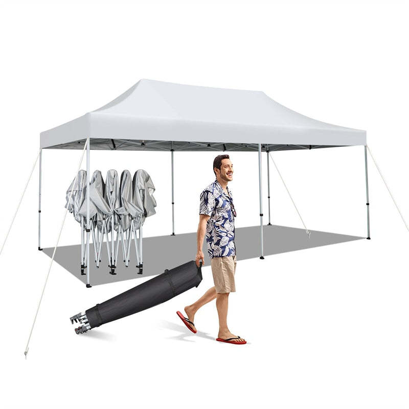 10x20FT Pop-Up Canopy UPF 50+ Outdoor Instant Canopy Tent Sun Shelter with Wheeled Carrying Bag