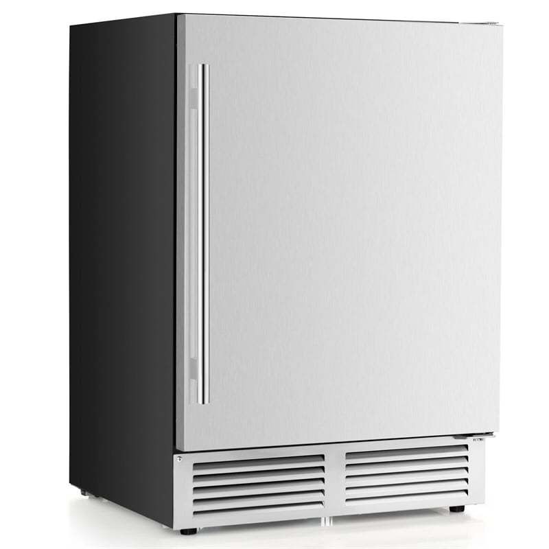 24" Beverage Refrigerator, 190-Can Undercounter Drink Fridge with Stainless Steel Door & Removable Shelves, Built-in or Freestanding for Home Office