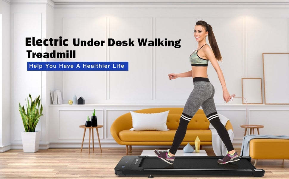 Under Desk Treadmill Electric Walking Pad Treadmill with Touchable LED Display & Remote Control for Home Office