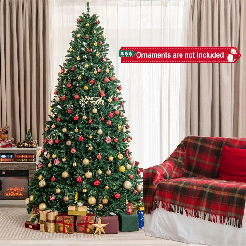 9Ft Hinged Douglas Artificial Christmas Tree 3594 Branch Tips with Foldable Solid Metal Stand