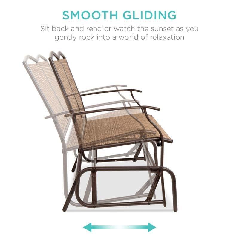2-Person Outdoor Glider Bench with Steel Frame & Breathable Fabric, 400 lbs Capacity Patio Swing Glider Loveseat Chair for Backyard, Garden