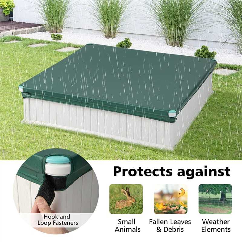 4FT Kids Sandbox, Weather Resistant HDPE Square Sand Pit with Oxford Cover & Bottom Liner for Outdoor Backyard, Lawn, Garden & Beach Play