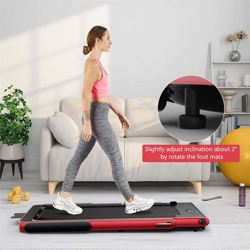 2-in-1 Folding Treadmill, 2.25HP Under Desk Treadmill with LED Display, APP & Remote Control, No Installation, Walking Jogging Machine for Home