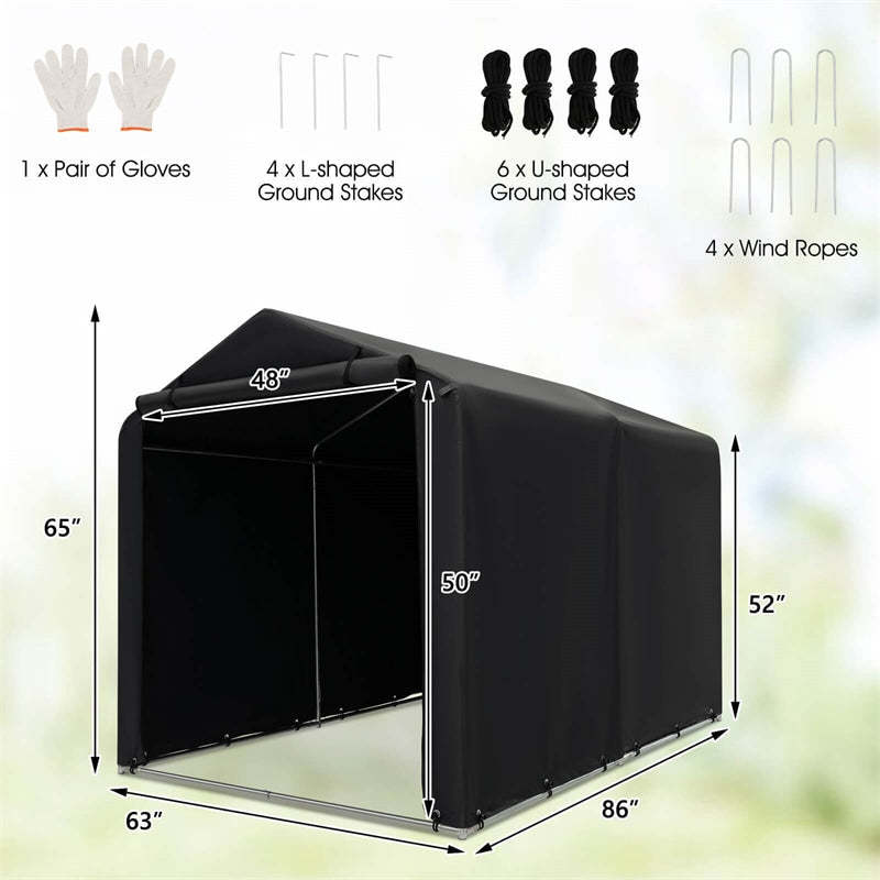 7x5.2FT Portable Shed, Heavy Duty Storage Tent Shelter with Roll-up Zipper Door, Waterproof Outdoor Storage Shed for Bikes, Motorcycles, Garden Tools