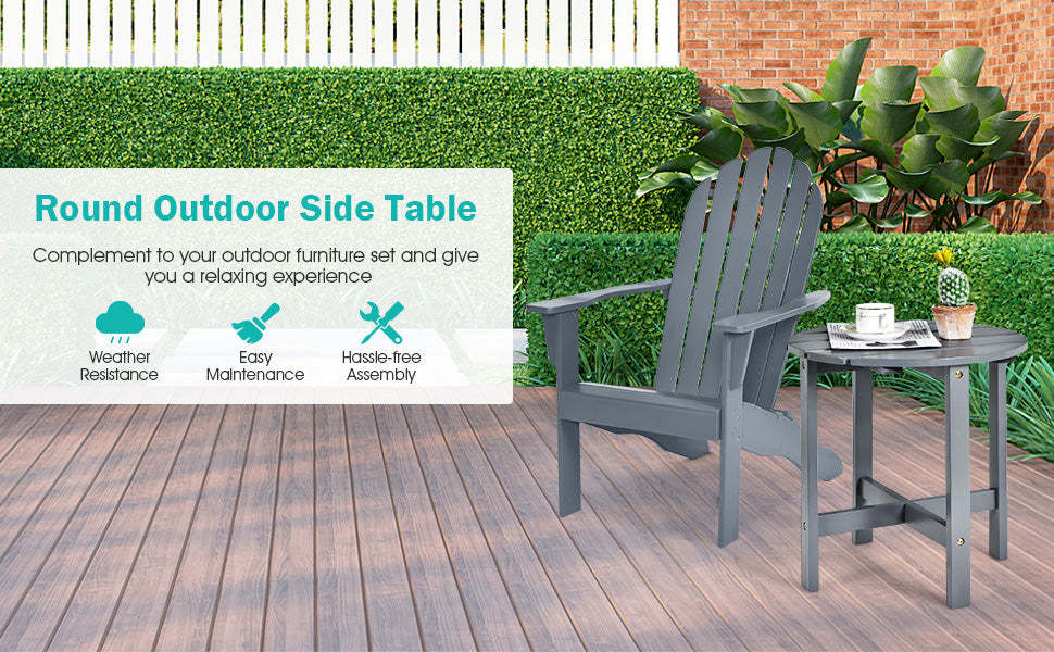 18’’ Outdoor Round Bistro Side Table Wood Slat End Table for Garden