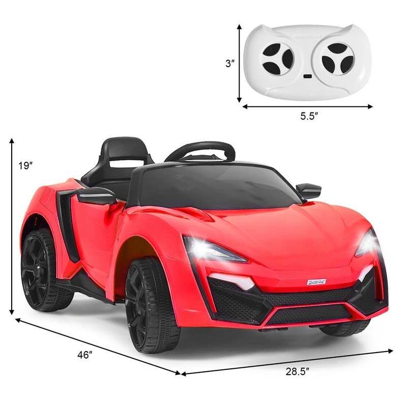 Kids Ride On Sports Car, 12V Battery Powered Electric Vehicle with Remote Control & LED Lights for Boys & Girls