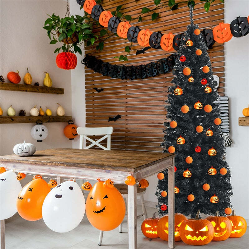 6ft Unlit Pencil Christmas Tree Slim Artificial Xmas Tree with Metal Stand for Holiday Decor