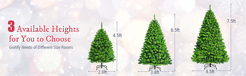 6.5ft Unlit Green Flocked Artificial Christmas Tree with Metal Stand