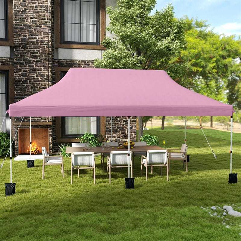 10 x 20FT Pop Up Canopy, Instant Setup Outdoor Canopy Tent with 6 Sandbags & Carrying Bag, UPF50+ Sun Protection Tent for Events, Camping