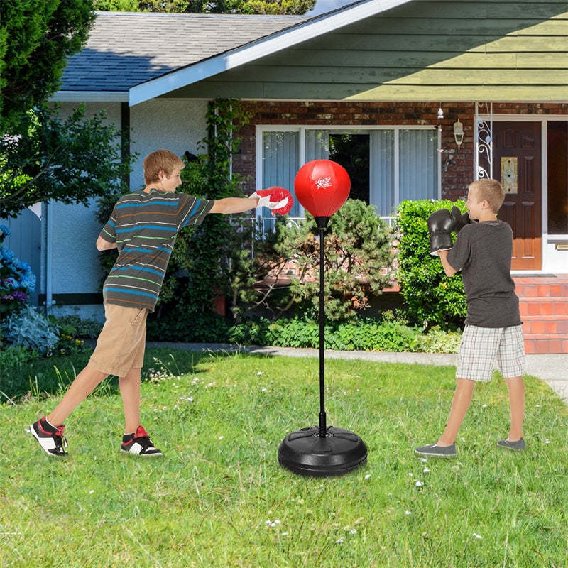 Height Adjustable Punching Bag Boxing Set with Stand and Boxing Gloves for Adults & Kids