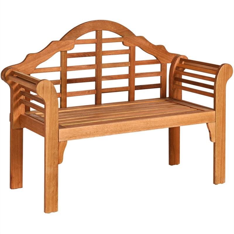 Outdoor Folding Bench Eucalyptus Wood Garden Bench 49" Queen Bench Patio Loveseat Chair with Backrest & Armrest