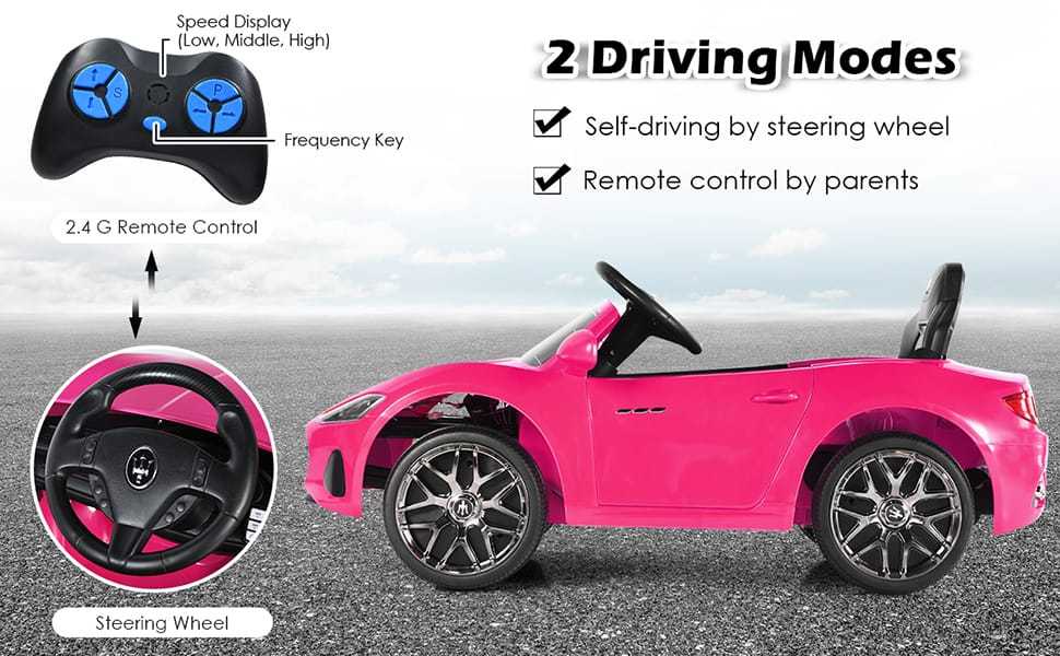 Kids Ride On Car Licensed Maserati 12V Battery Powered Electric Car with Remote Control & Lights, Pink Ride On Toys for Boys Girls Gift