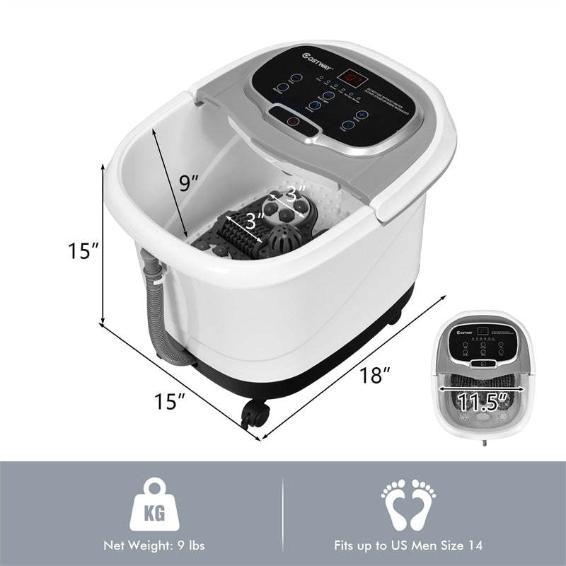 Foot Spa Bath Massager with Heat, Portable Pedicure Foot Spa Tub w/ Motorized Rollers, Shiatsu Massage, Temp Control, Adjustable Shower for Home
