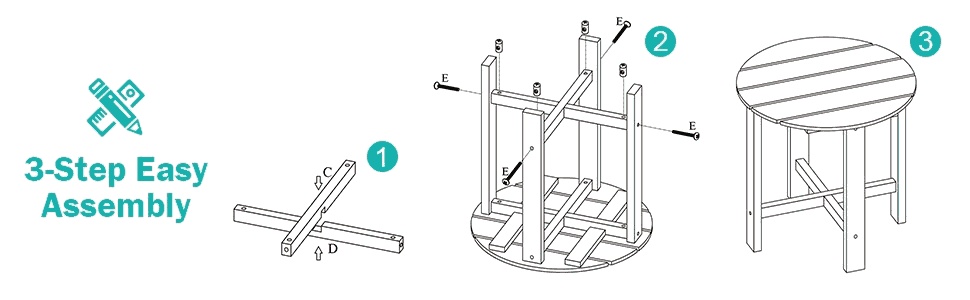 18’’ Outdoor Round Bistro Side Table Wood Slat End Table for Garden