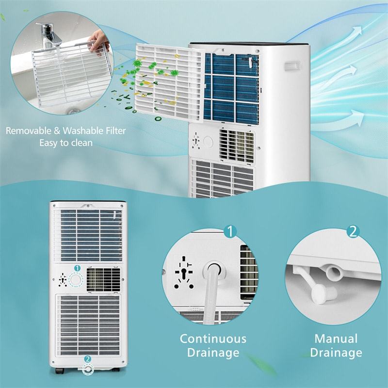 10000 BTU Portable Air Conditioner with Remote Control, 3-in-1 Air Cooler with Fan, Dehumidifier & Sleep Mode
