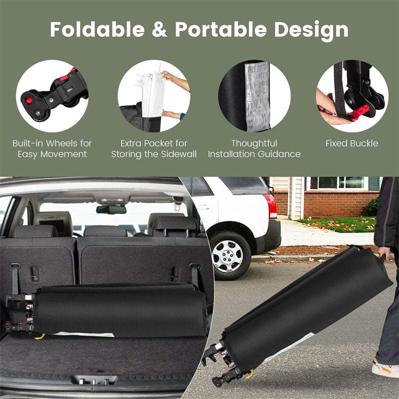 10' x 10' Commercial Pop Up Canopy Tent with Sidewalls, Roller Bag & Hanging Bars, Portable Instant Market Tent for Outdoor Events, Camping
