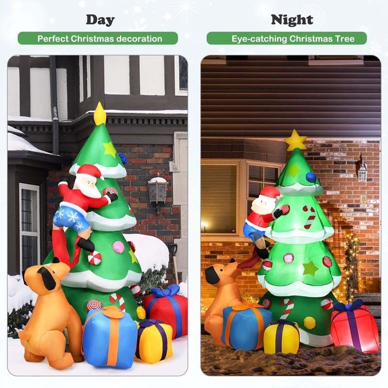 7FT Inflatable Christmas Tree Santa Decor with LED Lights