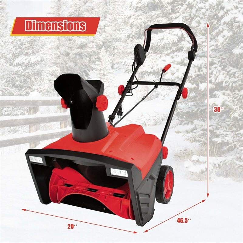 20" Walk-behind Snow Blower, 120V 15Amp Electric Snow Thrower with Folding Handle & 180° Rotating Chute, Corded Snow Sweeper for Driveway Yard