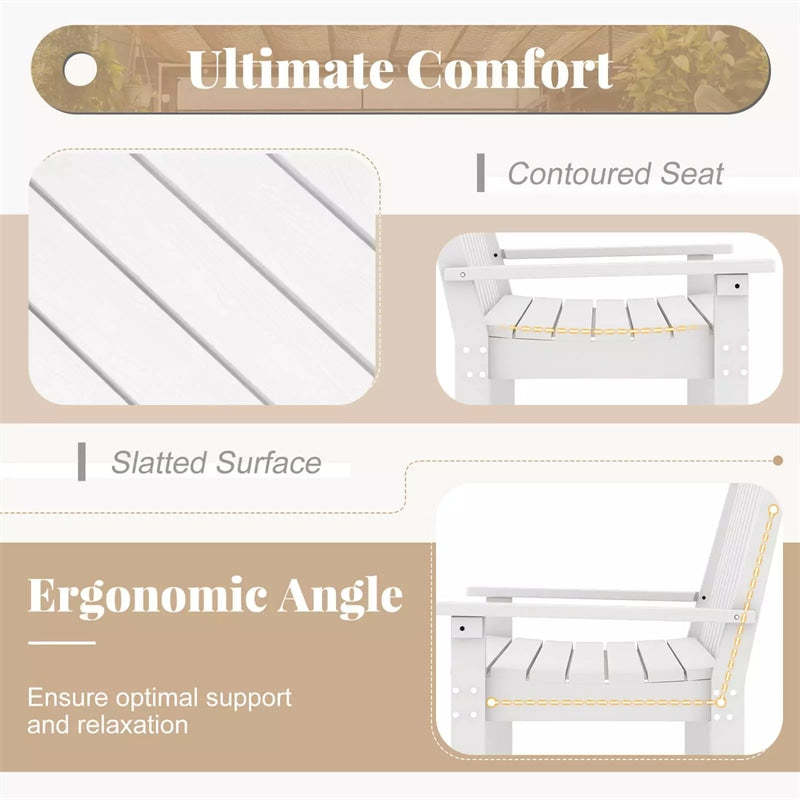 2-Person HDPE Outdoor Garden Bench, 52" All-Weather Patio Bench with Slatted Backrest & Armrests, 705lbs Capacity for Park, Backyard, Porch