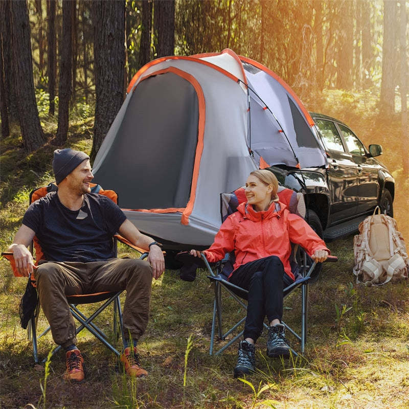 Waterproof Truck Bed Tent with Removable Rainfly, Mesh Windows & Carrying Bag, 2-Person Portable Pickup Tent for Camping, Travel, Hiking