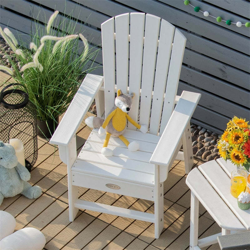 Kids Adirondack Chair, Weather-Resistant HDPE Patio Chair with Ergonomic Backrest, Children Outdoor Chair for Deck Porch Backyard Poolside