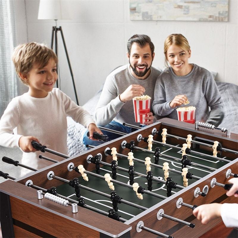 54" Full-Size Foosball Table for Adults, Competition Arcade Soccer Table Game with 2 Balls, Wood Football Table for Game Room Home Party