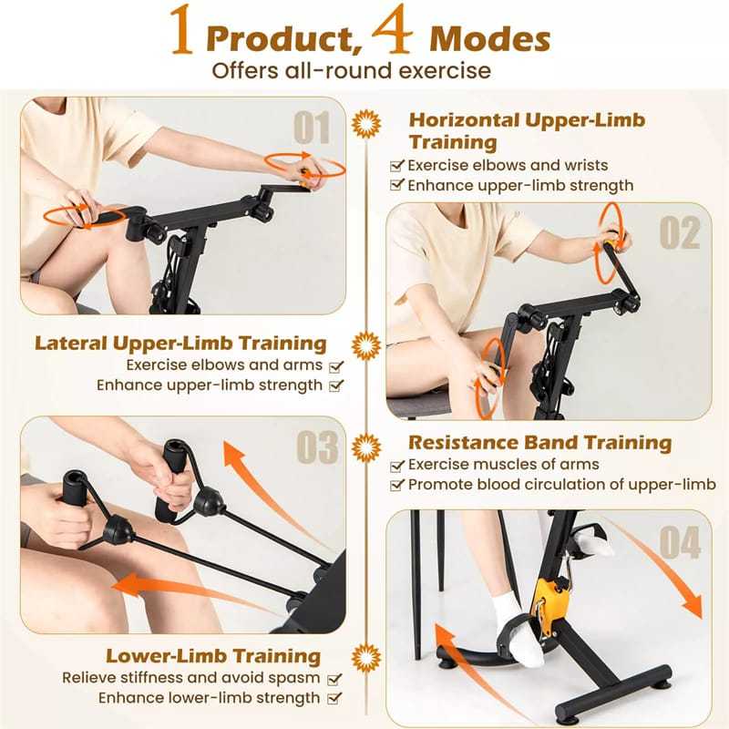 Foldable Pedal Exerciser for Seniors, Rehab Pedal Bike with Adjustable Resistance & Height, Full-Body Home Rehab, Hand/Arm/Leg Therapy for Elderly