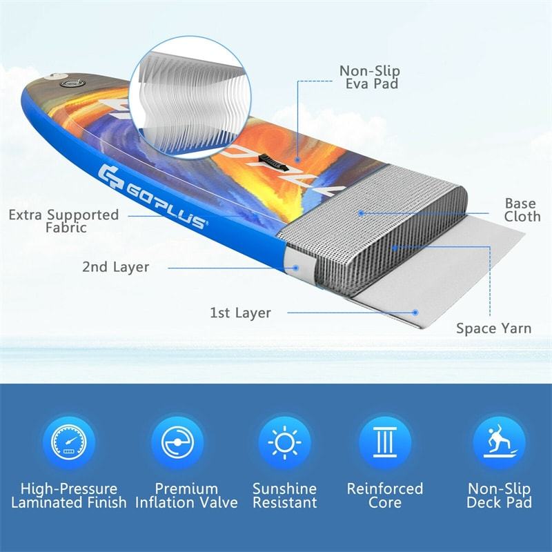 10.5' 11' Inflatable Stand Up Paddle Board with Backpack Aluminum Paddle Pump