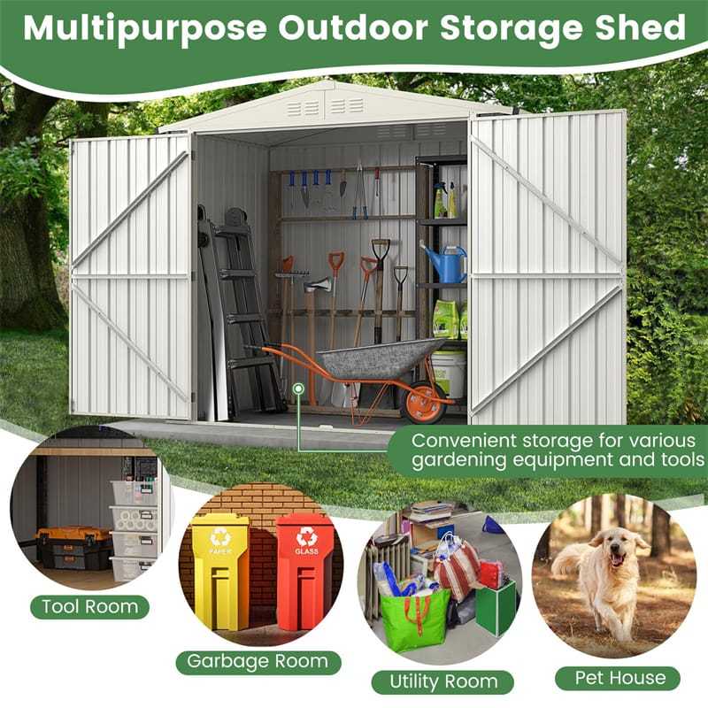 7 x 4FT Metal Outdoor Storage Shed Snap-on Structure for Efficient Assembly, All-Weather Color Steel Utility Storage House Bike Tool Shed  with Lockable Door