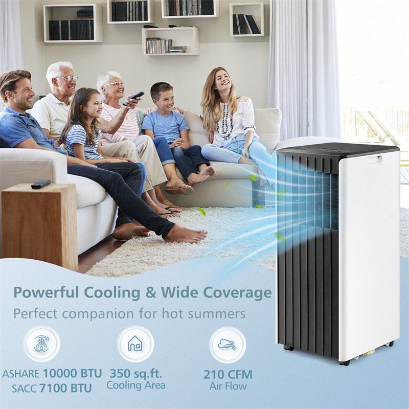 10000 BTU Portable Air Conditioner 3-in-1 AC Cooling Unit with Dehumidifier, Remote Control & Window Kit